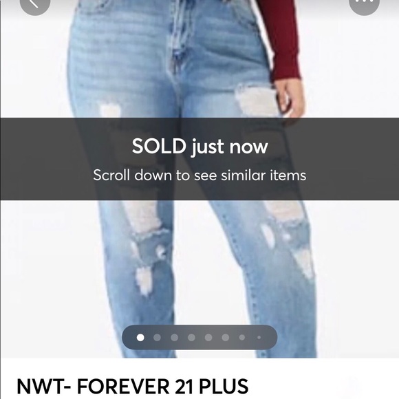 COPY - NWT-FOREVER21 PLUS DISTRESSED JEANS - Picture 1 of 12